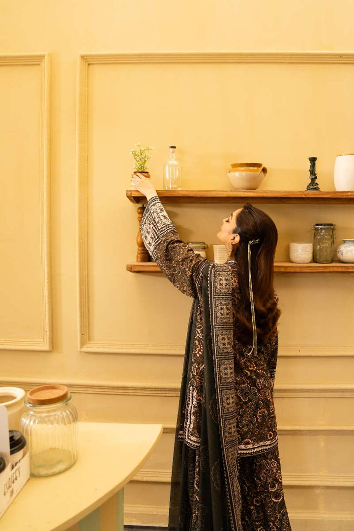 Maria Osama Khan - Georgette & Tissue Silk Solene Suit For Women - olive green - 3 Piece
