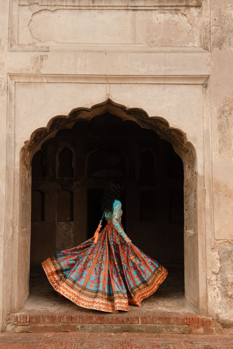 Maria Osama Khan - LIYANA - Turquoise & Orange - Grip Silk & ORGANZA - 3 Piece