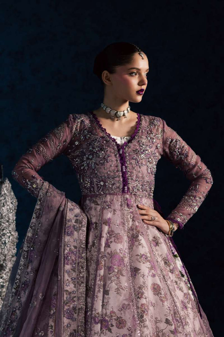 Maria Osama Khan - Lavina Lilac Organza / Raw Silk Suit For Women - 3 Piece