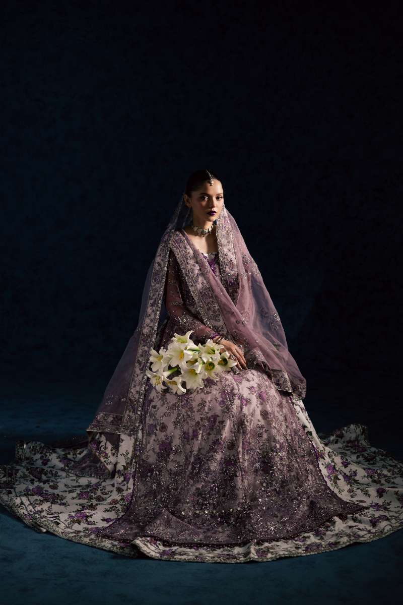 Maria Osama Khan - Lavina Lilac Organza / Raw Silk Suit For Women - 3 Piece