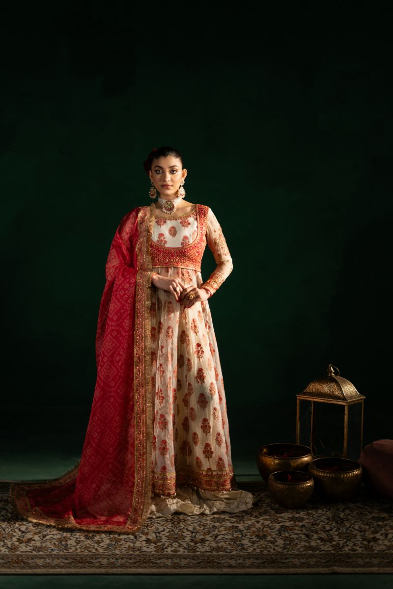 Maria Osama Khan - Noor-e-Jashan - Ivory - organza - 4 Piece