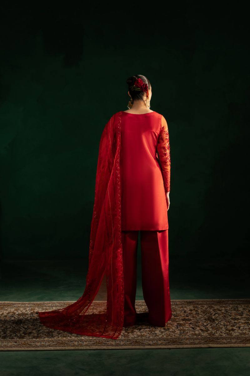 Maria Osama Khan - Rang-e-Jashan - Red - ORGANZA & Grip SILK - 3 Piece