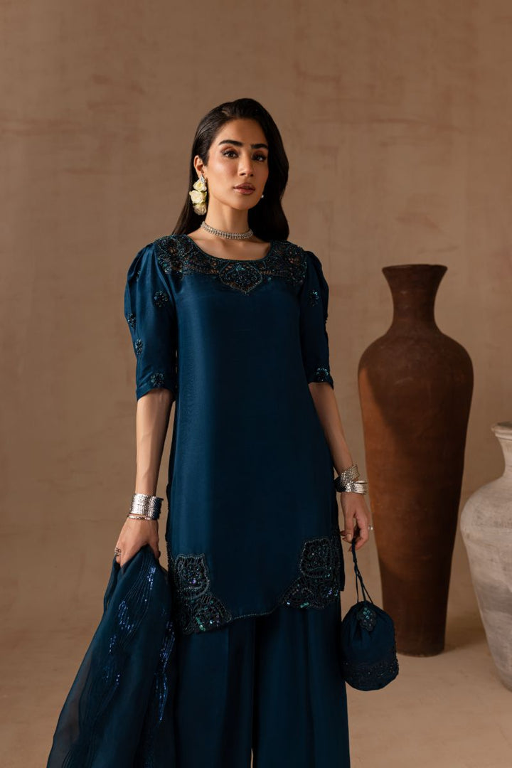 Maria Osama Khan - Royal Sapphire  - TELL - RAWSILK & Organza - 3 Piece