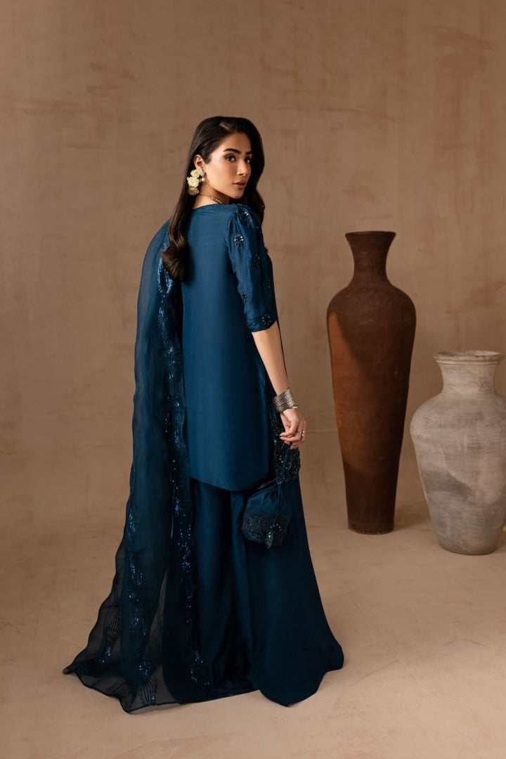 Maria Osama Khan - Royal Sapphire  - TELL - RAWSILK & Organza - 3 Piece