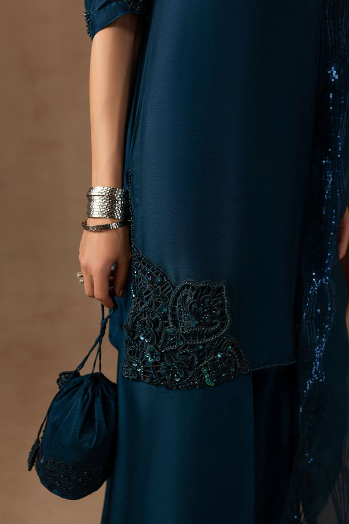 Maria Osama Khan - Royal Sapphire  - TELL - RAWSILK & Organza - 3 Piece