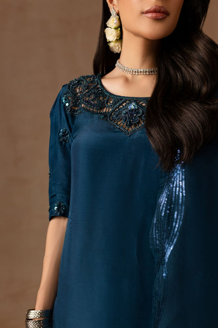 Maria Osama Khan - Royal Sapphire  - TELL - RAWSILK & Organza - 3 Piece