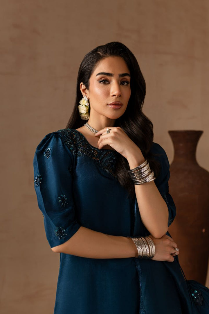 Maria Osama Khan - Royal Sapphire  - TELL - RAWSILK & Organza - 3 Piece