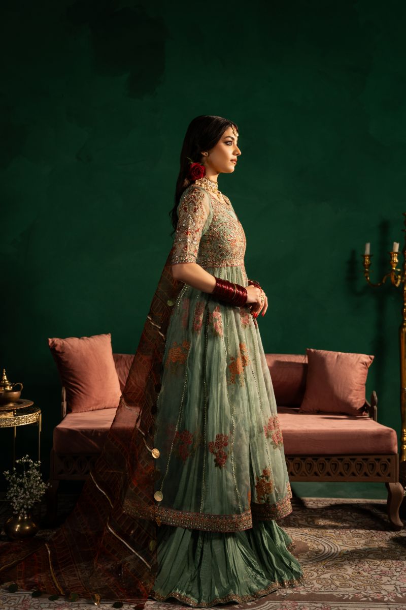 Maria Osama Khan - Sahar-e-Jashan - Green - ORGANZA & Grip SILK - 3 Piece