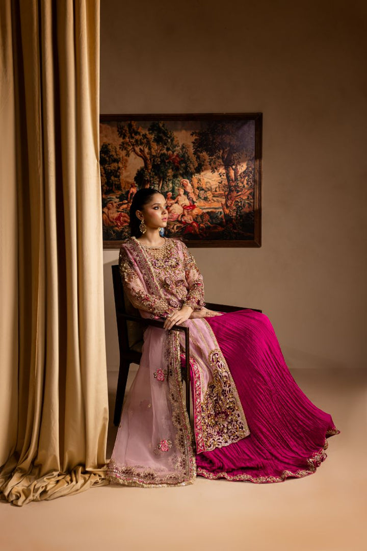 Maria Osama Khan - Zarmina - SHIRT & SHARARA - PINK - ORGANZA & PK RAWSILK - 3 Piece