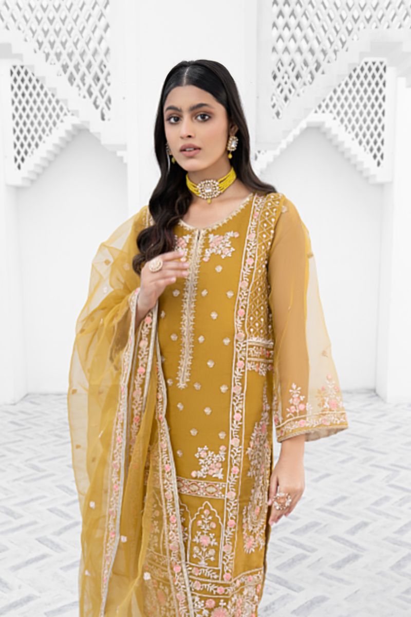 Laleen - Mehak Organza Suit For Women - Mustrad - 3 Piece