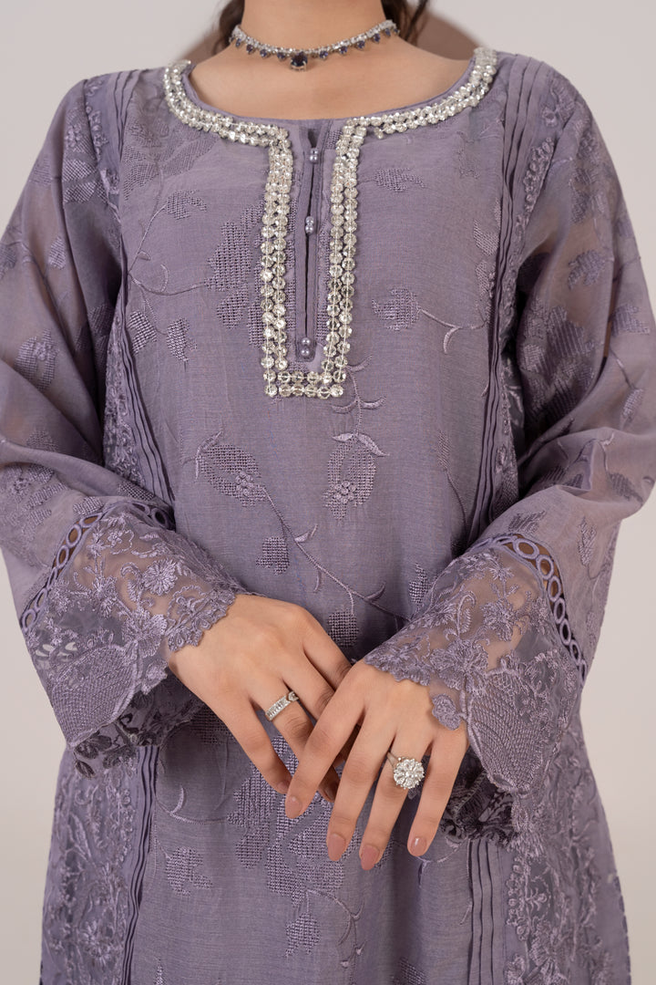 Laleen - Mehrin Cotton Silk Suit For Women - Purple - 3 Piece