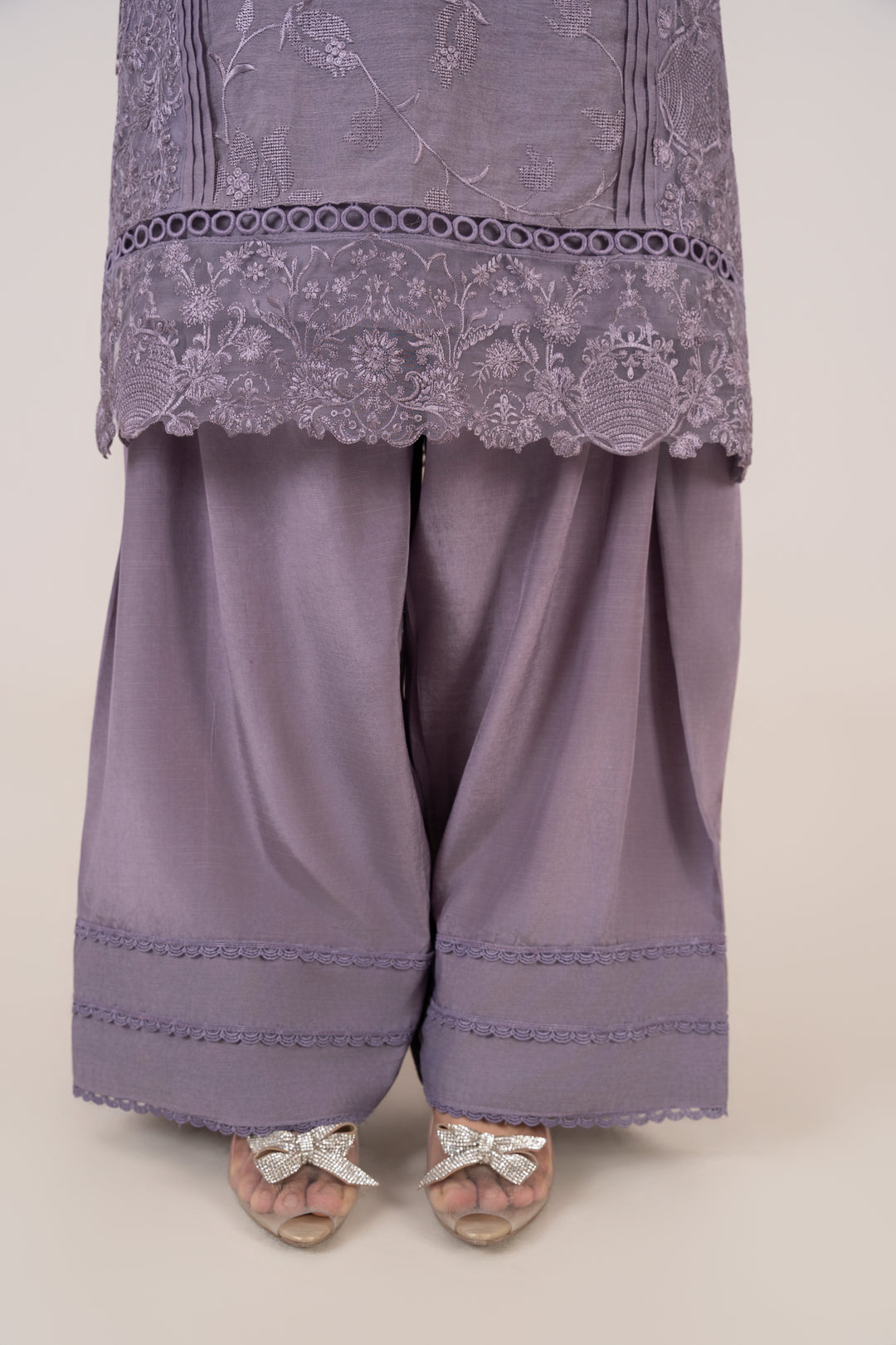 Laleen - Mehrin Cotton Silk Suit For Women - Purple - 3 Piece