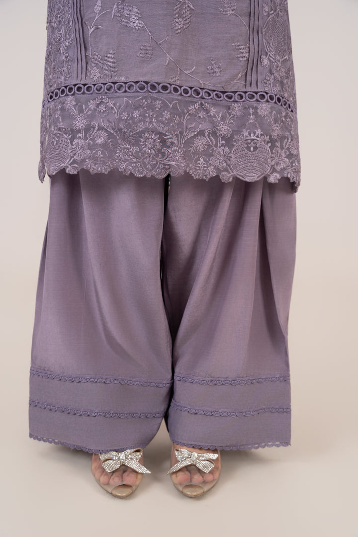 Laleen - Mehrin Cotton Silk Suit For Women - Purple - 3 Piece