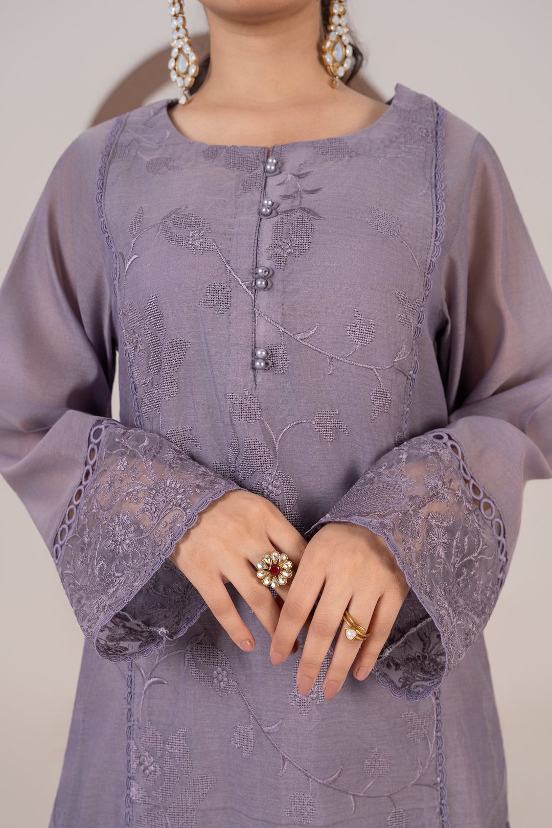 Laleen - Mehwar Cotton Silk Suit For Women - Purple - 3 Piece