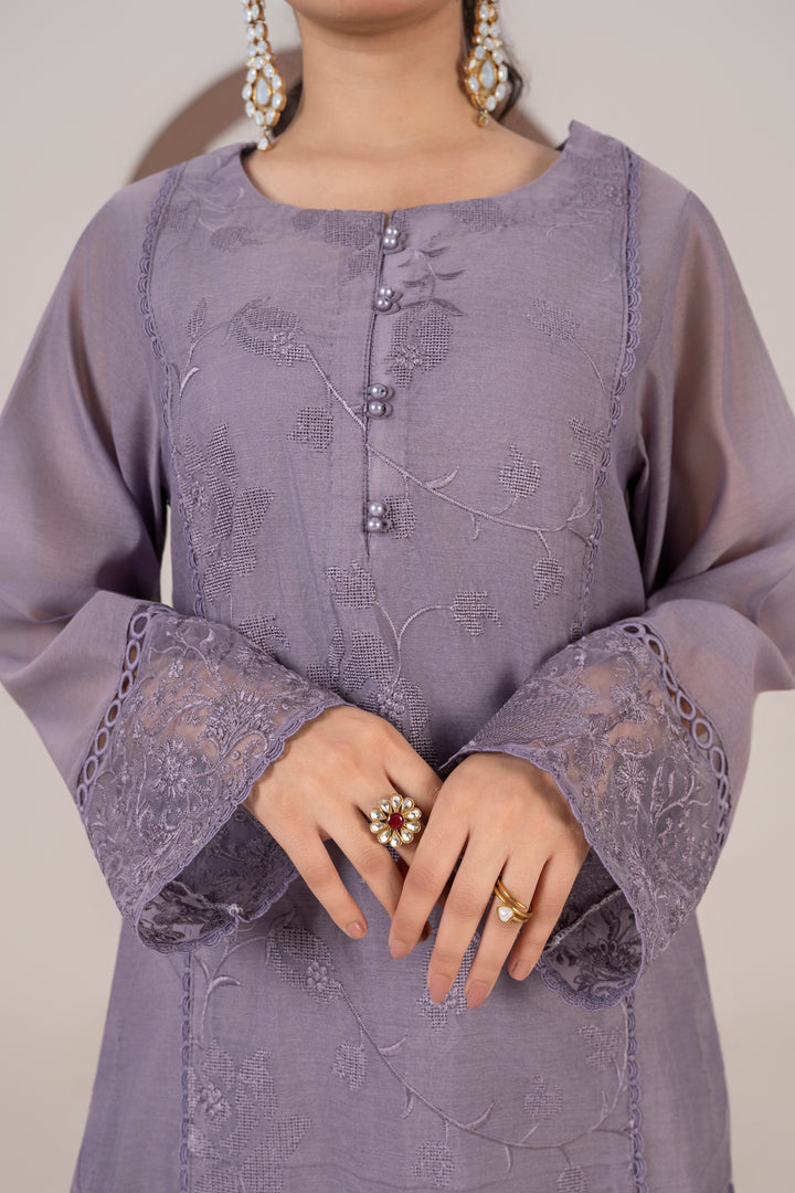 Laleen - Mehwar Cotton Silk Suit For Women - Purple - 3 Piece