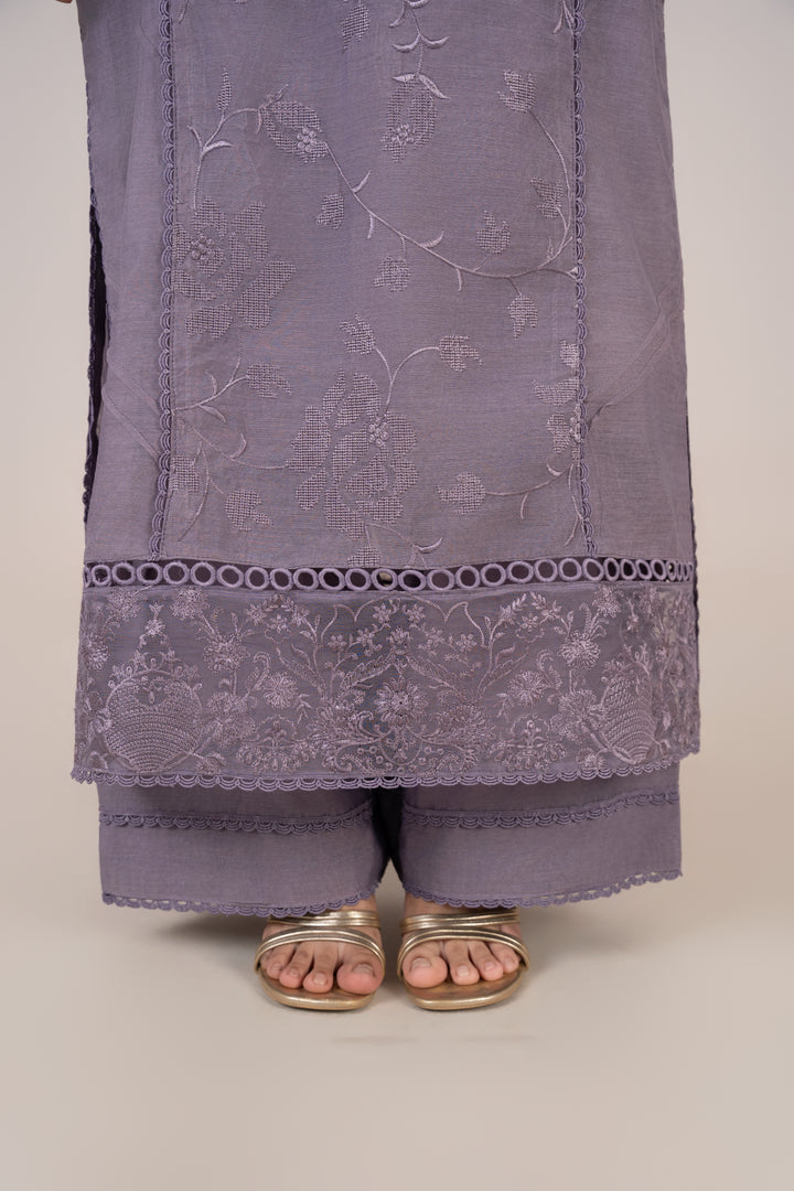 Laleen - Mehwar Cotton Silk Suit For Women - Purple - 3 Piece