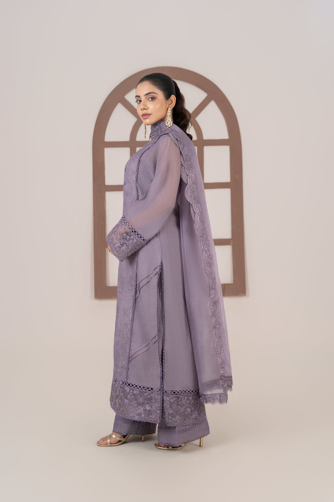 Laleen - Mehwar Cotton Silk Suit For Women - Purple - 3 Piece