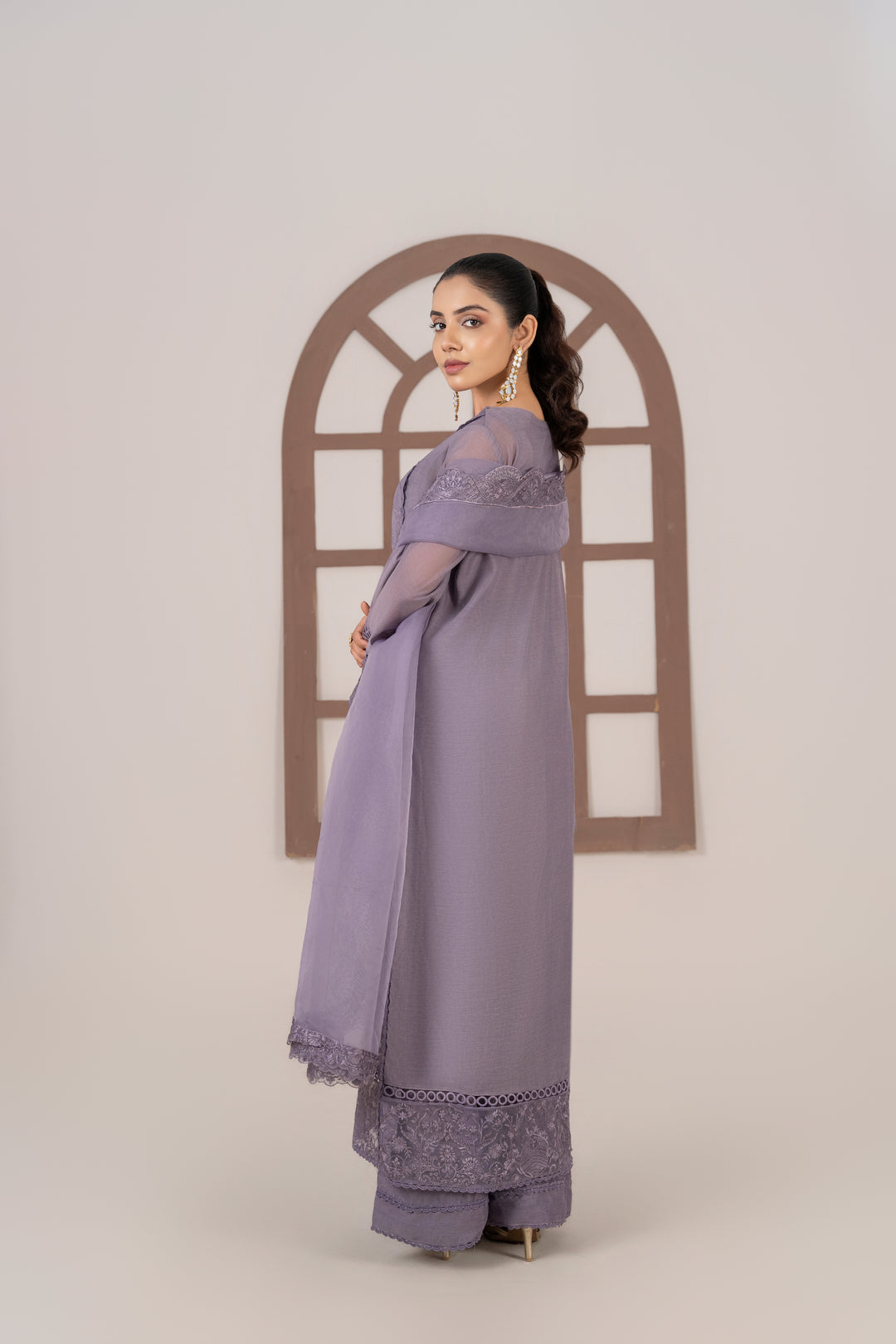 Laleen - Mehwar Cotton Silk Suit For Women - Purple - 3 Piece