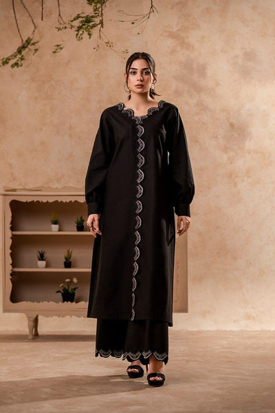Fozia Khalid - Midnight Black Tunic with Trouser - Cotton - 2 Piece - Studio by TCS