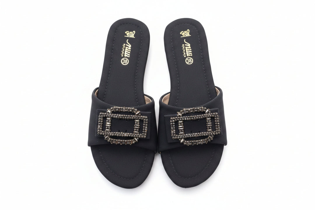 Milli Shoes - Black Casual Buckle Slide