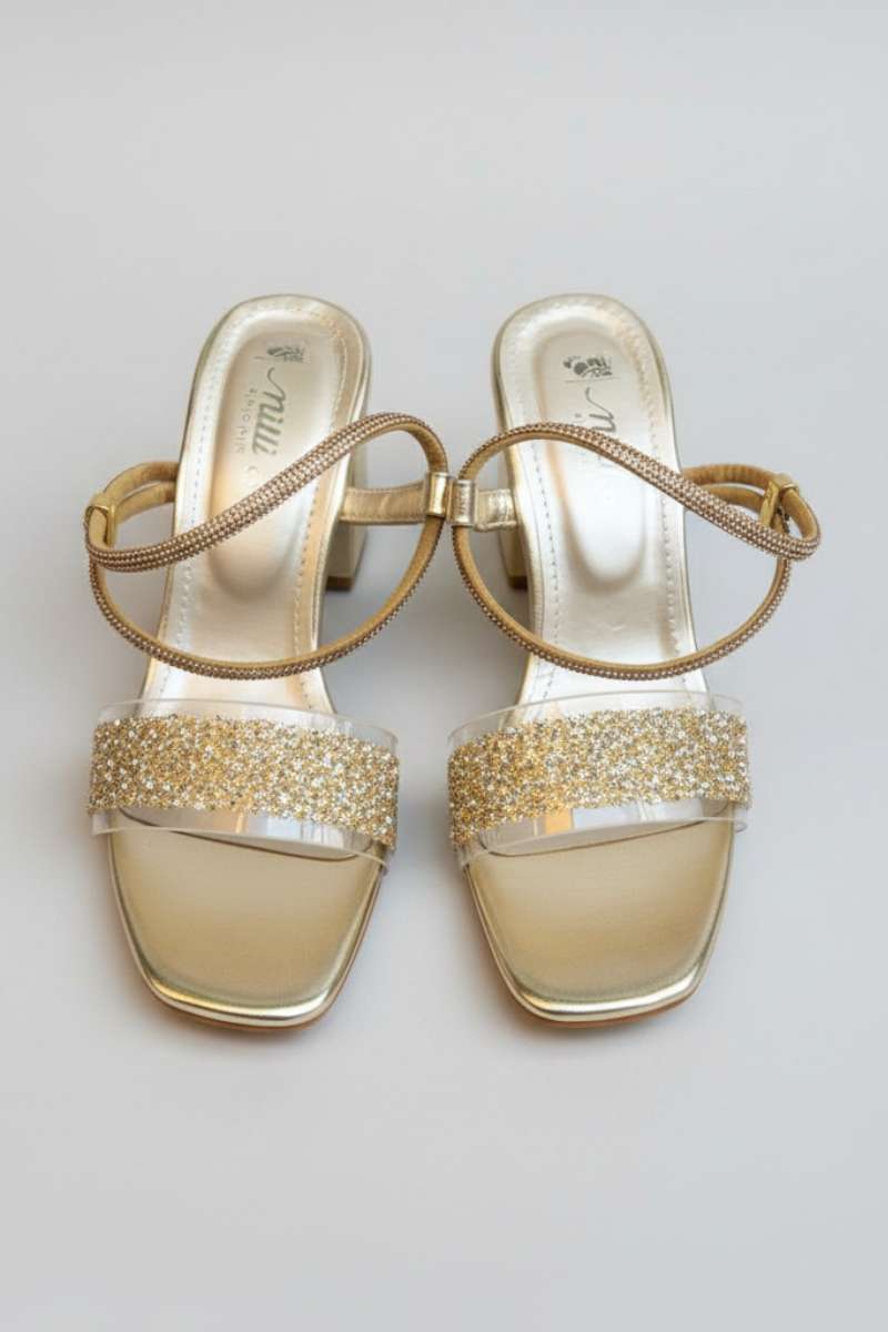 Milli Shoes - Block Heel Sandal For Women - Gold