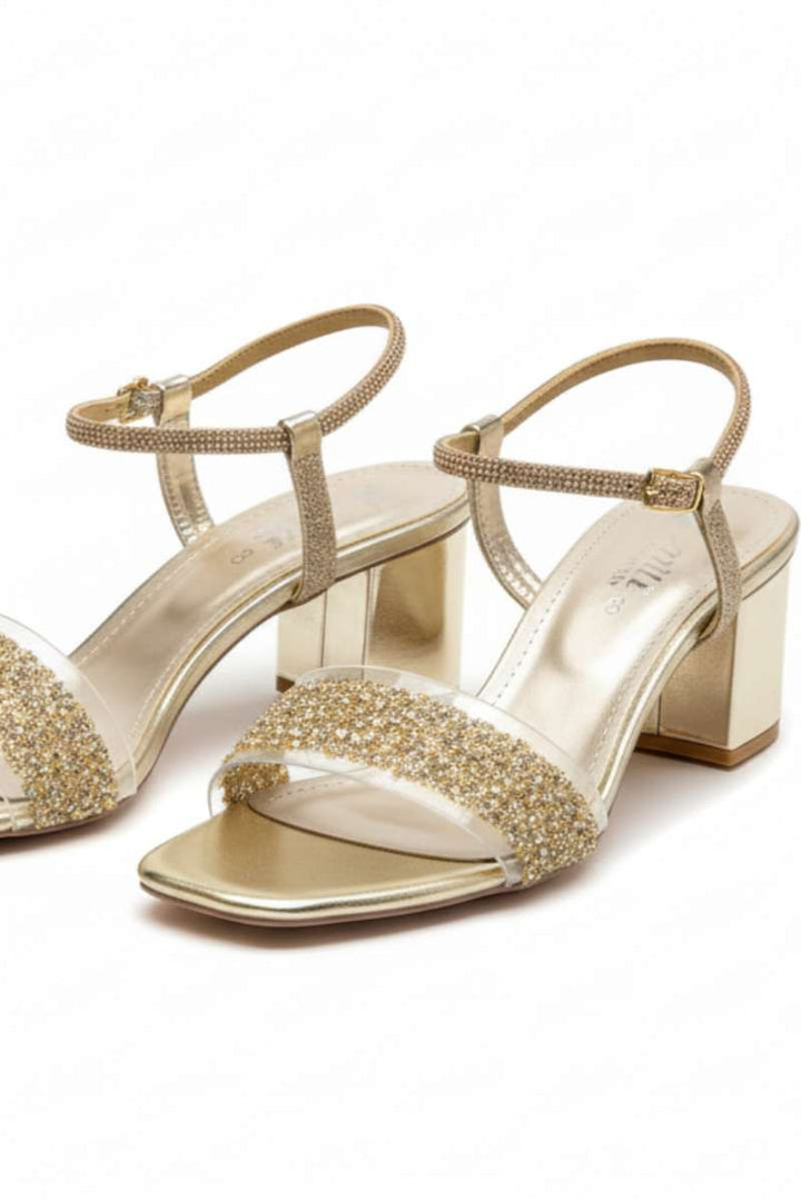 Milli Shoes - Block Heel Sandal For Women - Gold