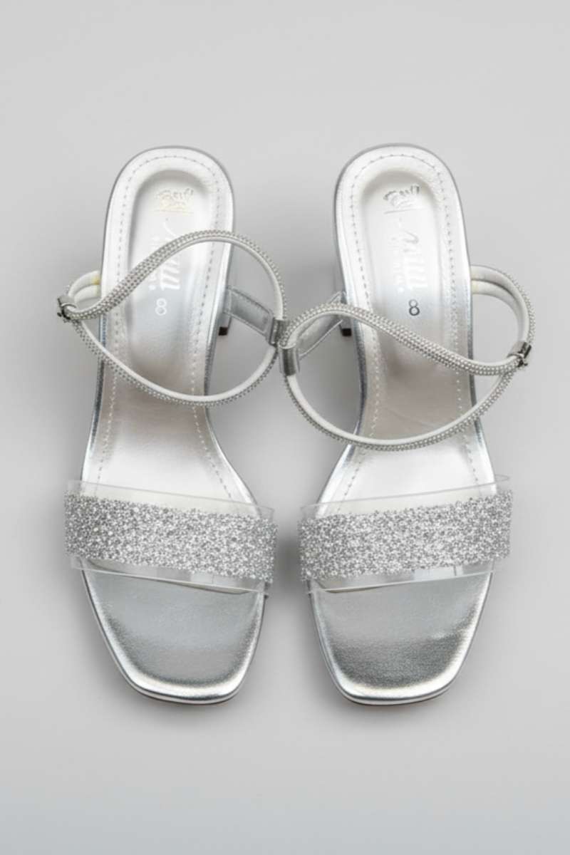 Milli Shoes - Block Heel Sandal For Women - Silver