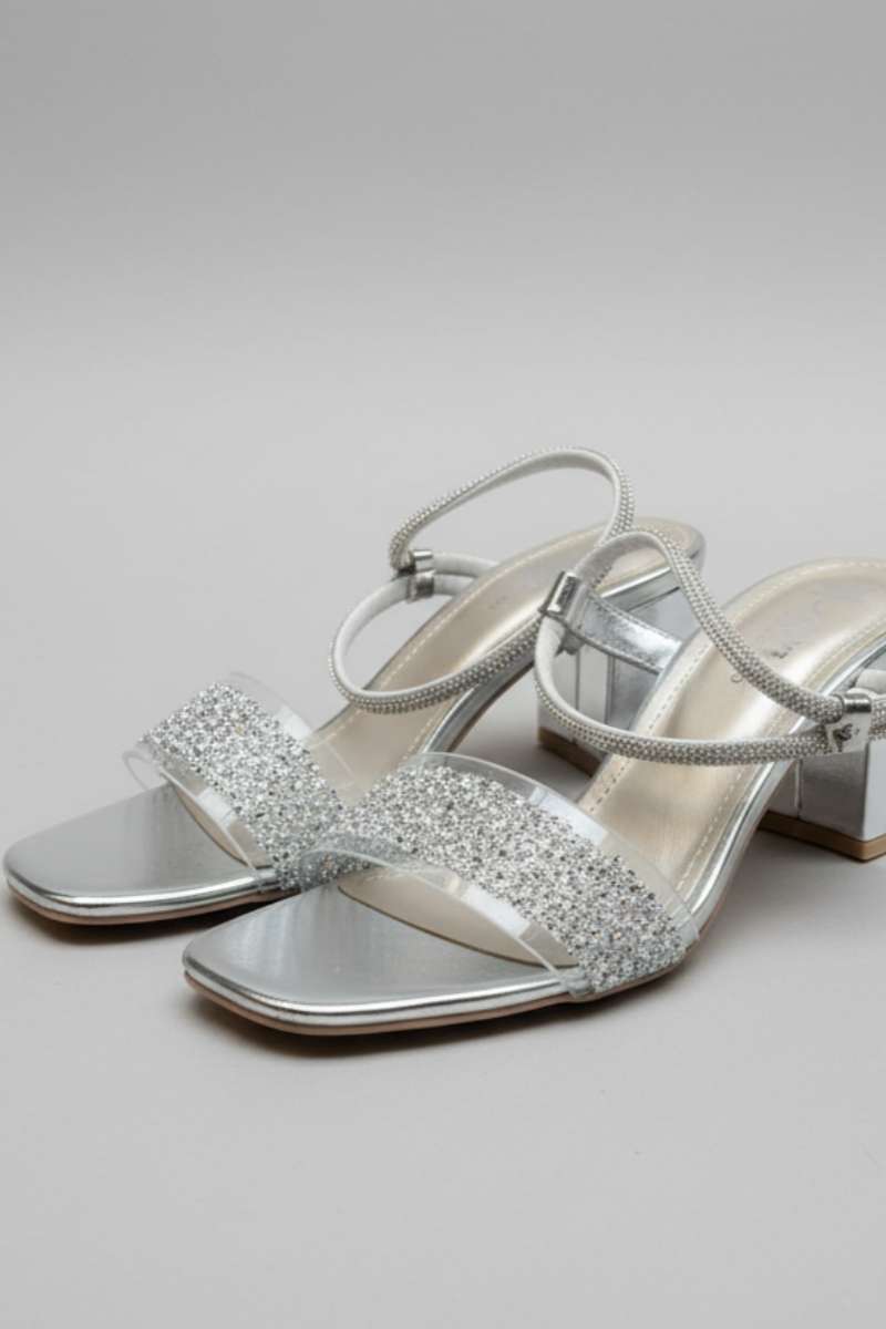 Milli Shoes - Block Heel Sandal For Women - Silver