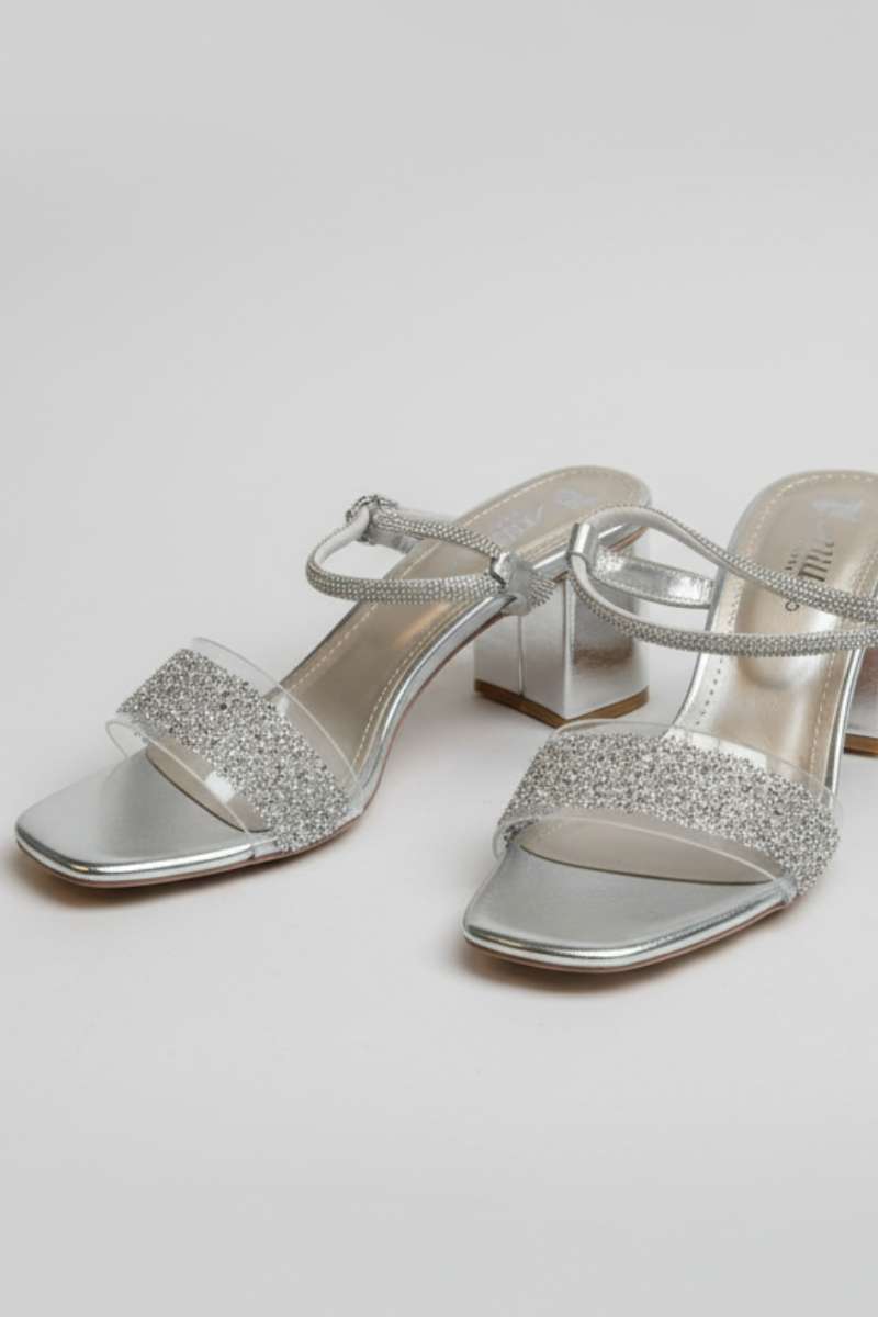 Milli Shoes - Block Heel Sandal For Women - Silver