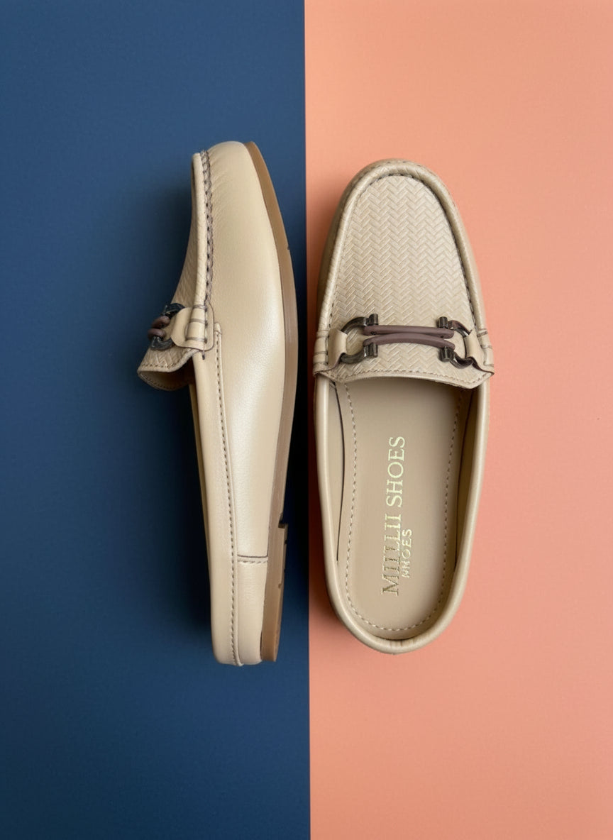 Milli Shoes - Dress Mule With Buckle Cream Mule For Women