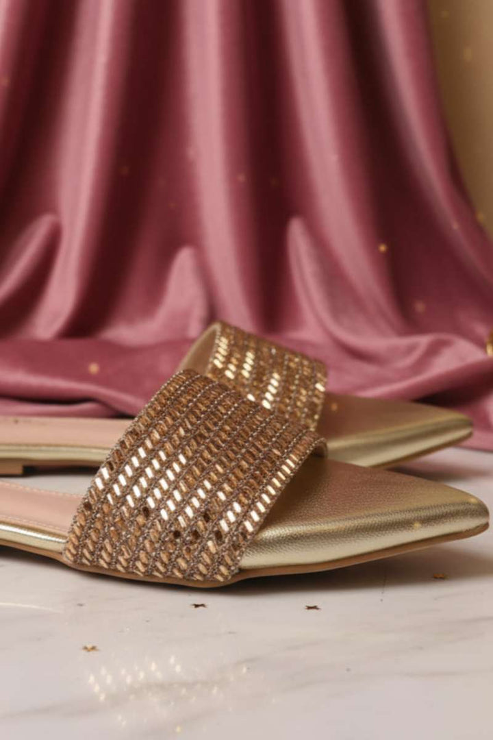 Milli Shoes - Fancy Slides For Women - Golden