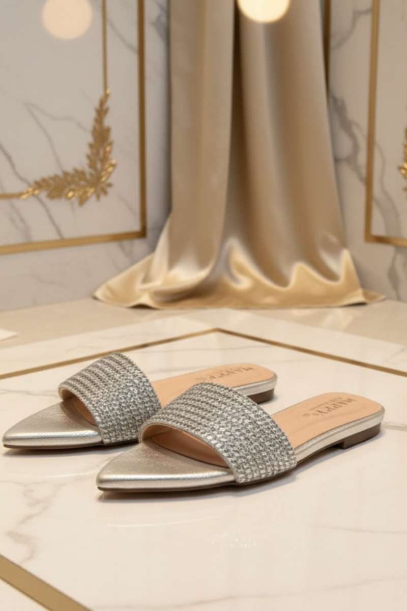 Milli Shoes - Fancy Slides For Women - Silver