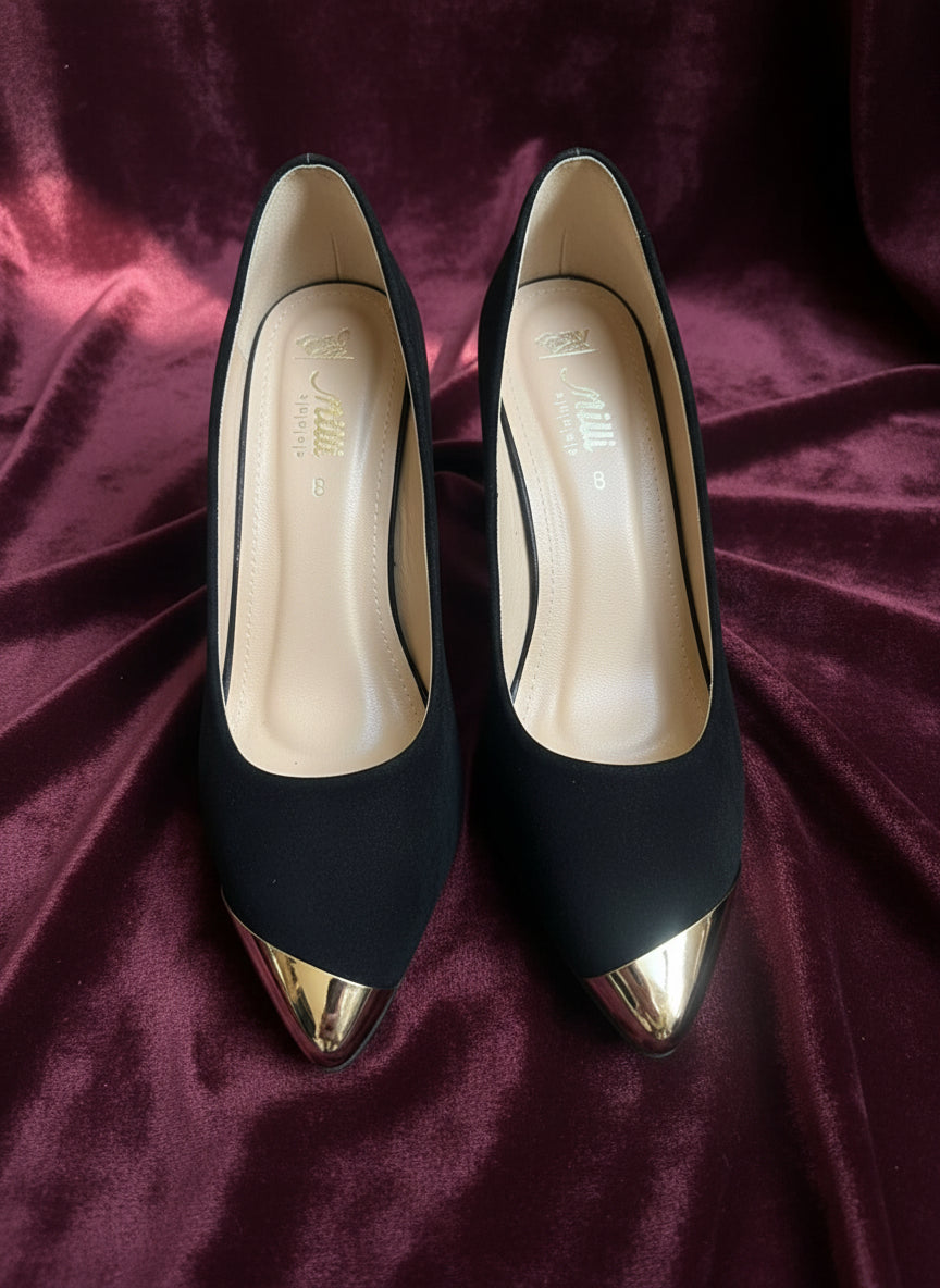 Milli Shoes - High Heel Court Shoes Black Block Heels For Women
