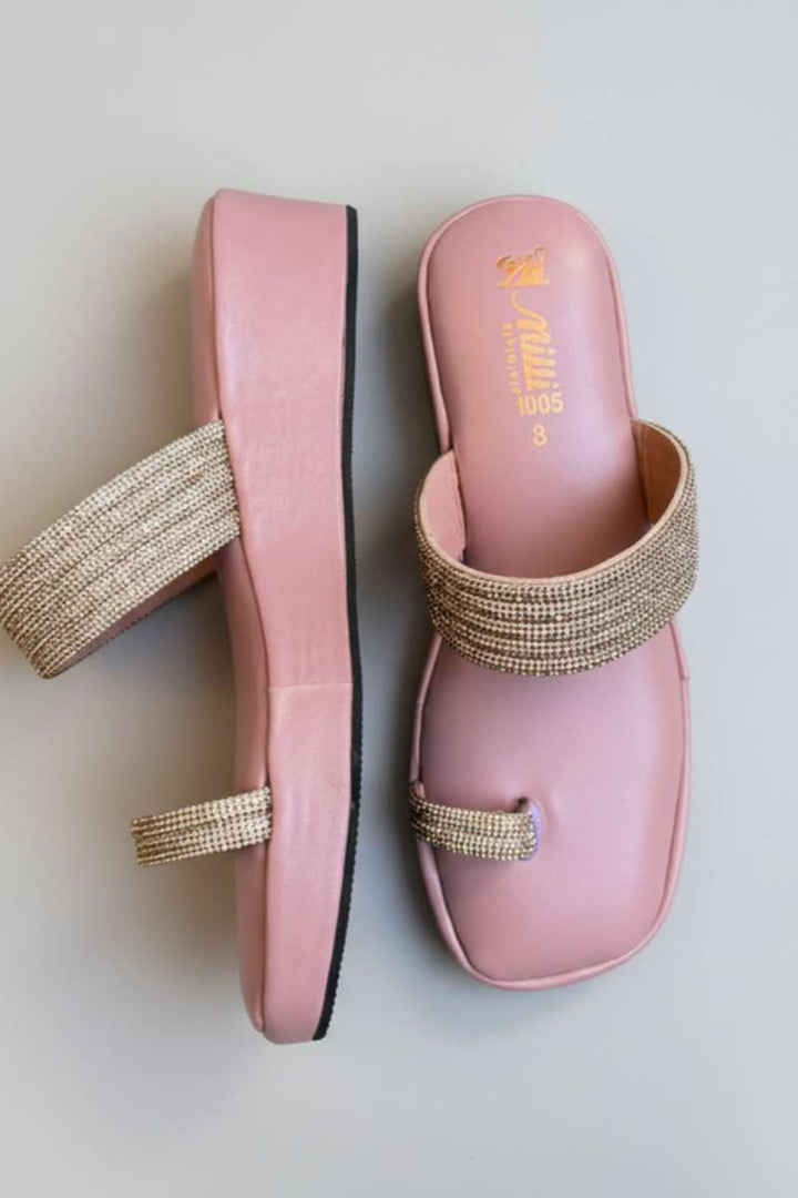 Milli Shoes - Platform Heel Kohlapuri For Women - Pink