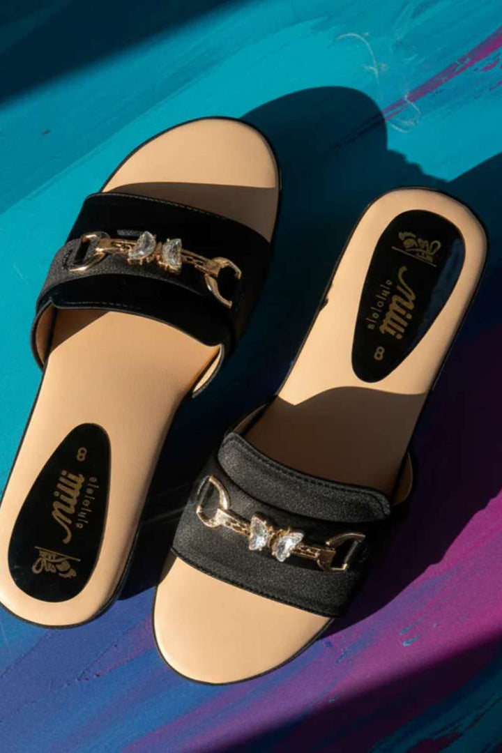 Milli Shoes - Platform Heel Slides For Women - Black - Studio by TCS