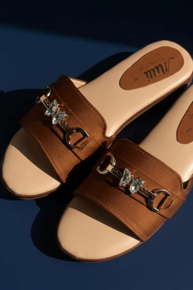 Milli Shoes - Platform Heel Slides For Women - Brown - Studio by TCS