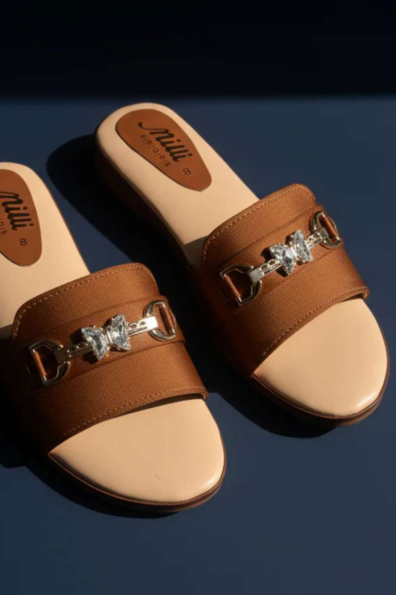 Milli Shoes - Platform Heel Slides For Women - Brown - Studio by TCS