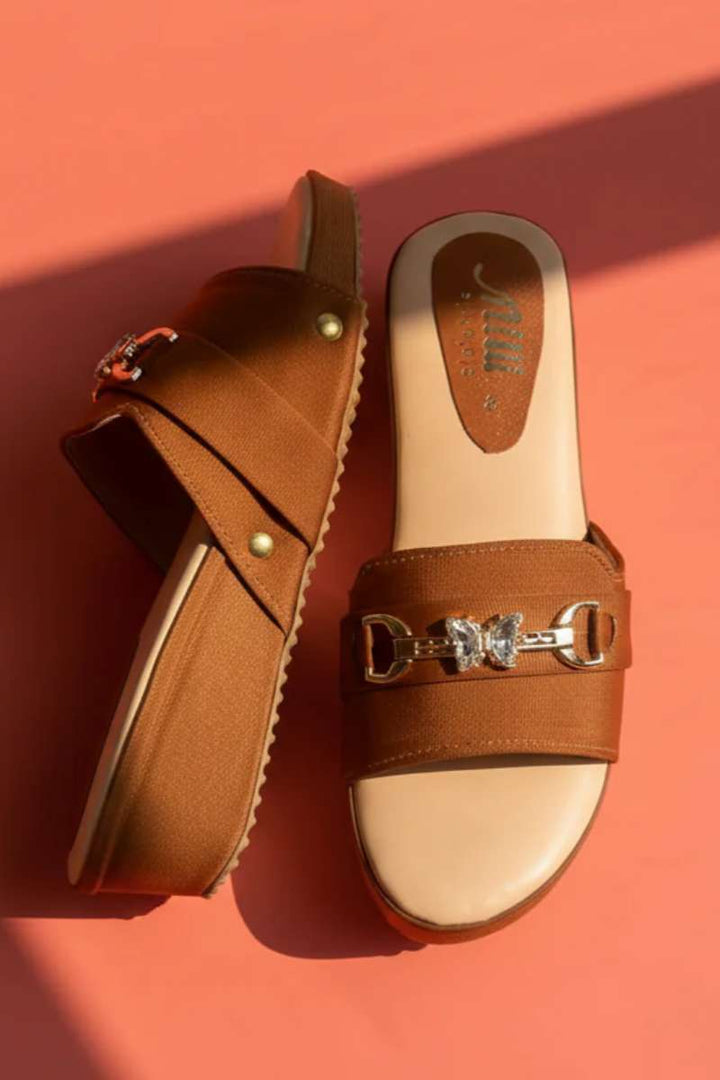 Milli Shoes - Platform Heel Slides For Women - Brown - Studio by TCS