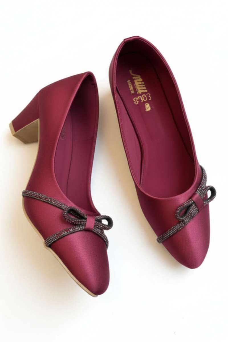 Milli Shoes - Satin Court Shoes For Women - Berry Burgundy