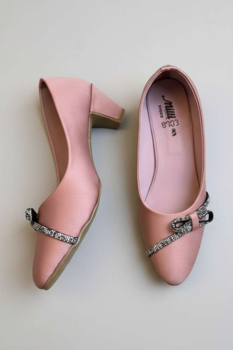 Milli Shoes - Satin Court Shoes For Women - Dusty Rose