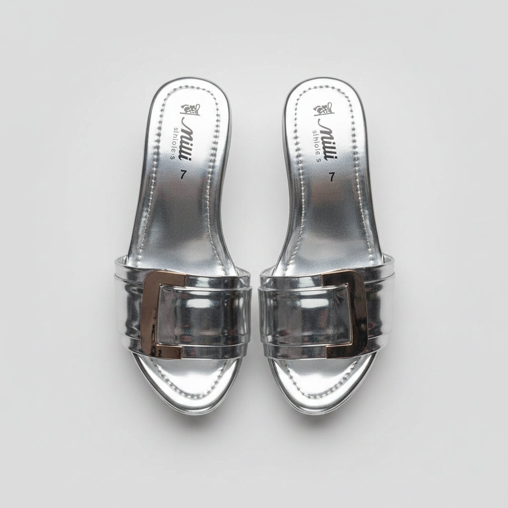 Milli Shoes - silver Wedge Heels