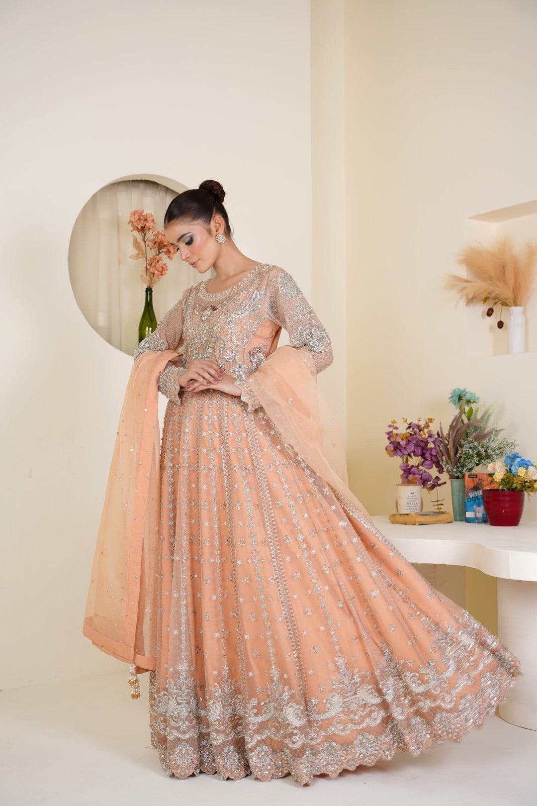 Mina Muse Ciao Lehnga choli / Sharara Peach 3 Piece