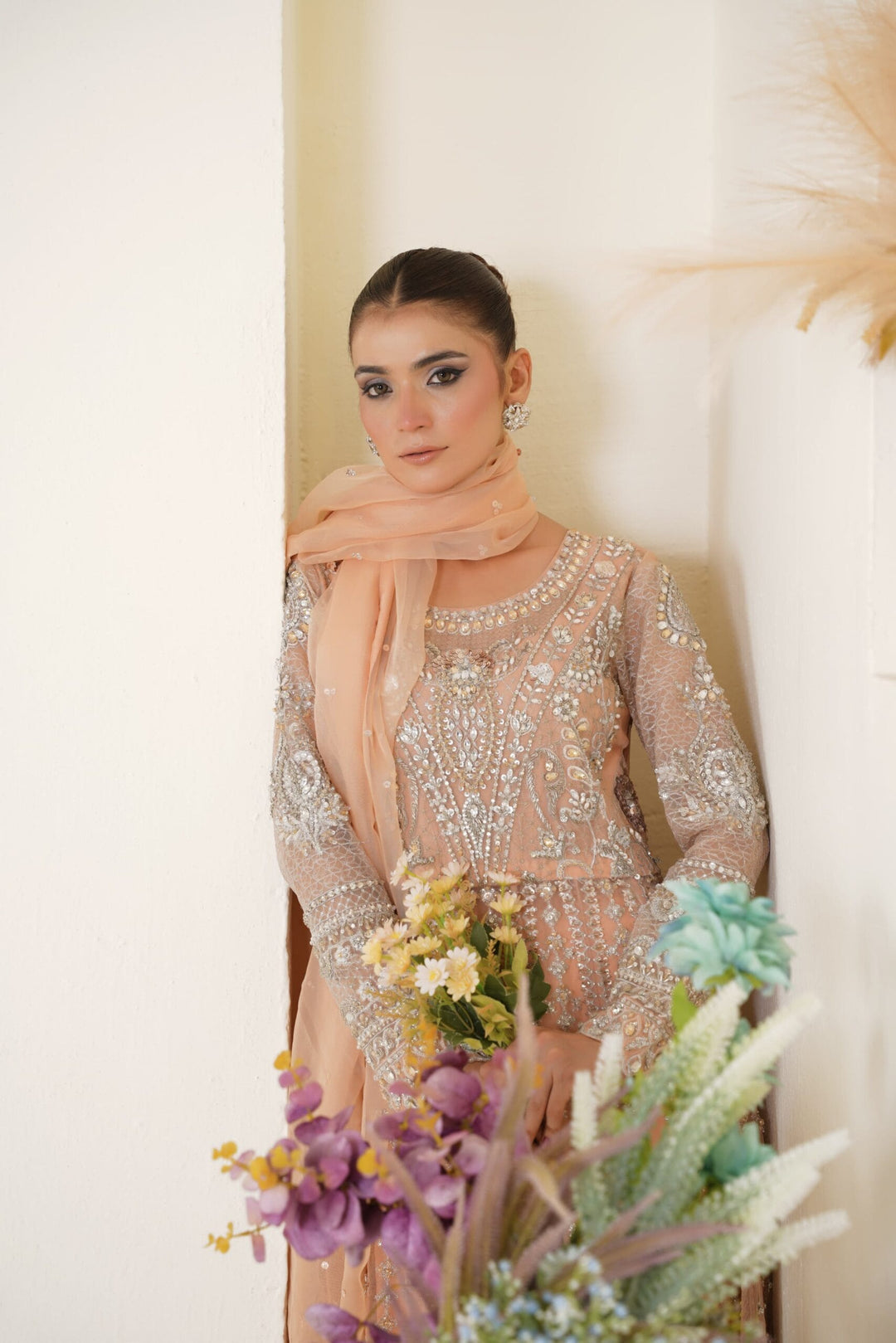 Mina Muse Ciao Lehnga choli / Sharara Peach 3 Piece