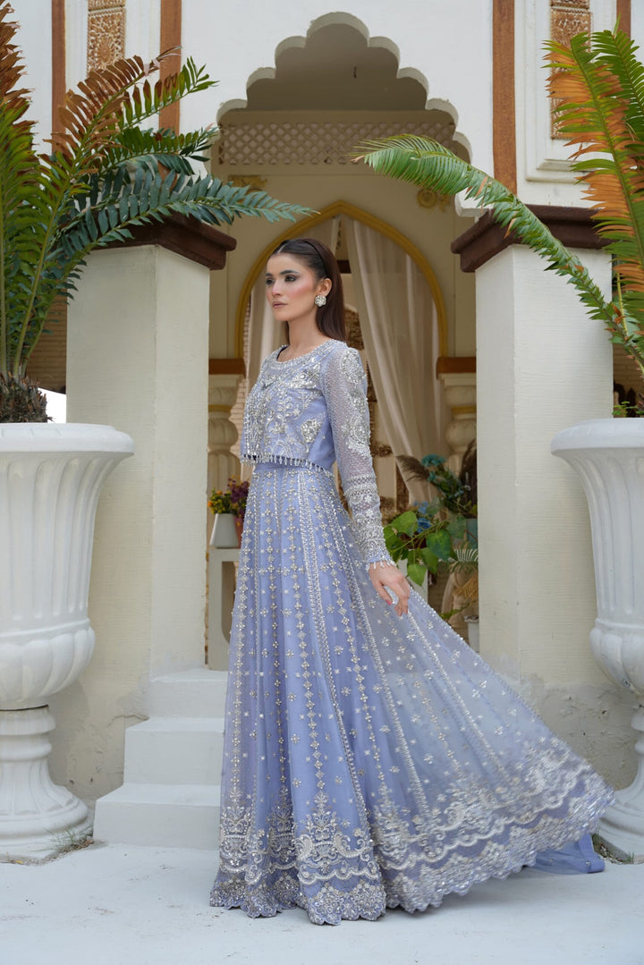 Mina Muse Luna Lehnga choli / Sharara Ice Blue 3 Piece
