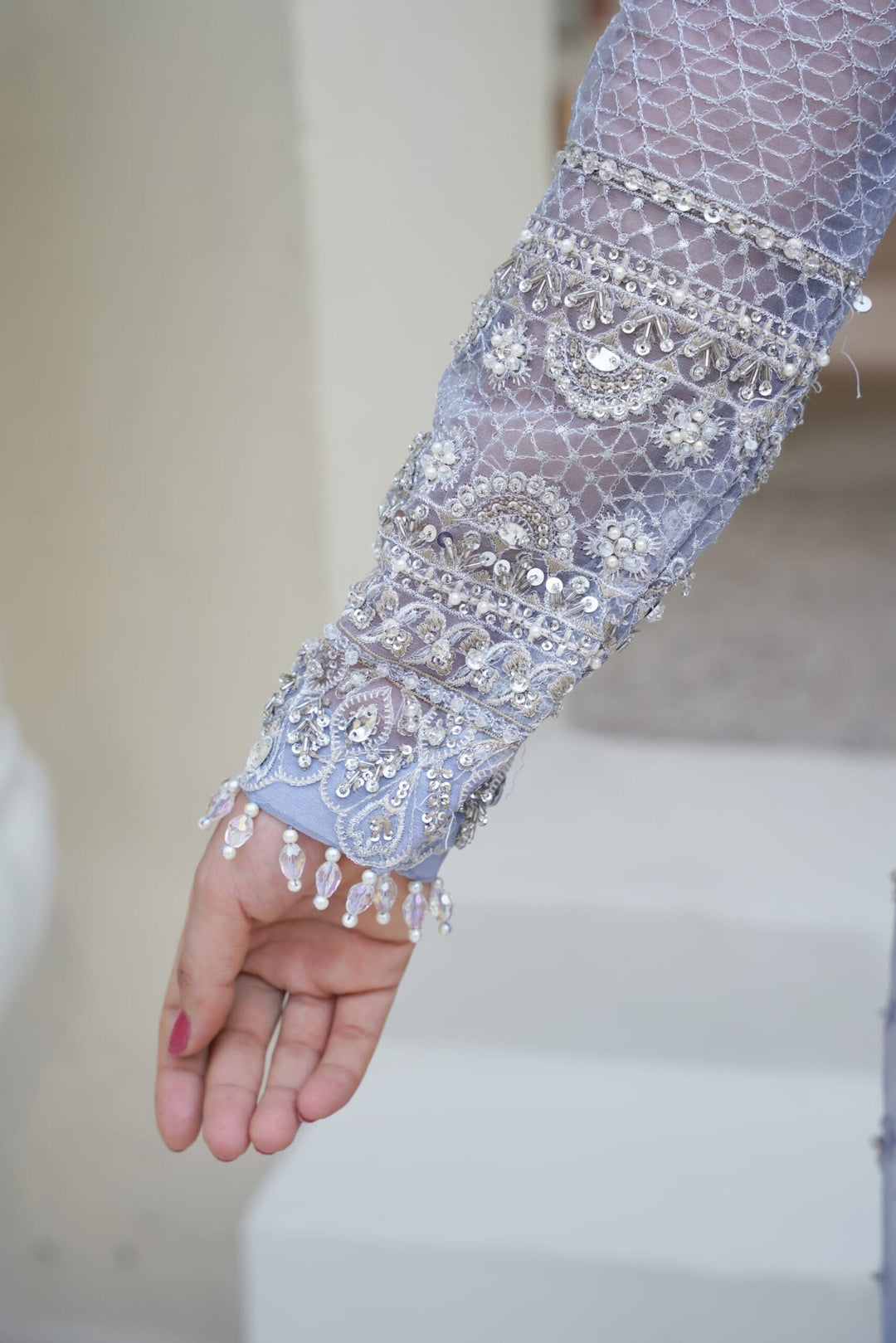 Mina Muse Luna Lehnga choli / Sharara Ice Blue 3 Piece