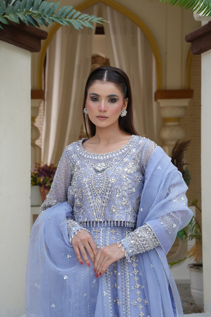 Mina Muse Luna Lehnga choli / Sharara Ice Blue 3 Piece