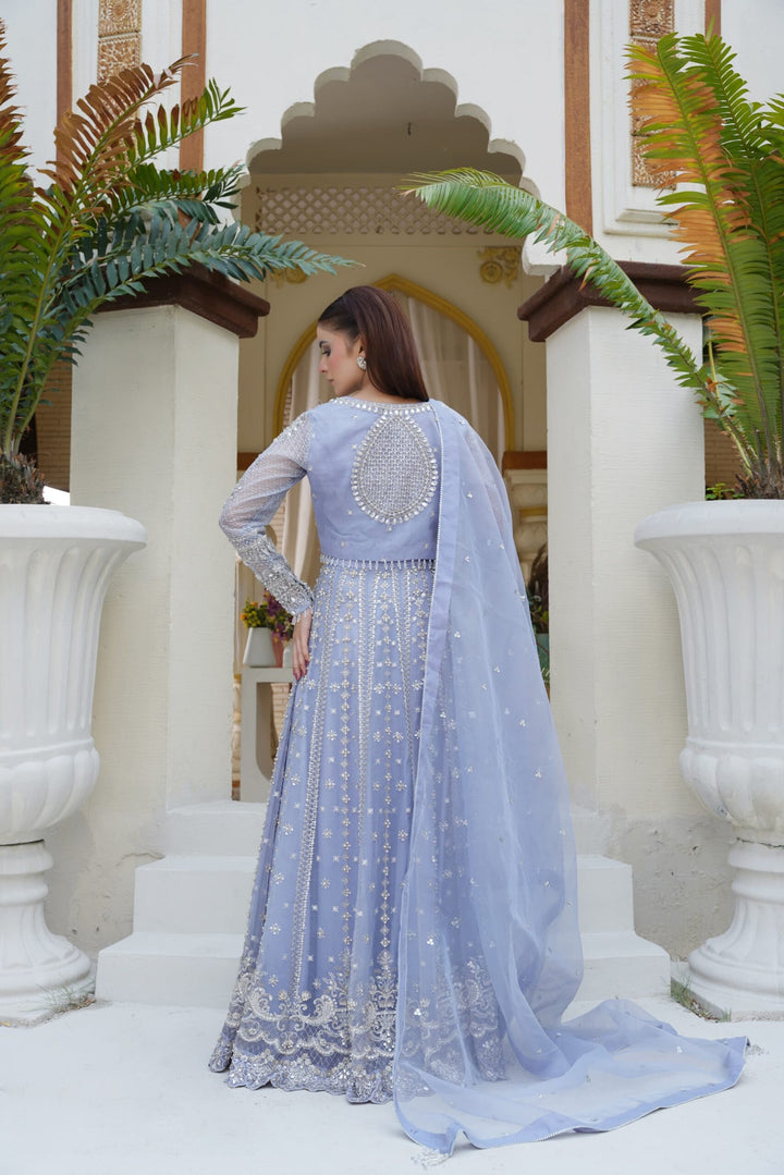 Mina Muse Luna Lehnga choli / Sharara Ice Blue 3 Piece