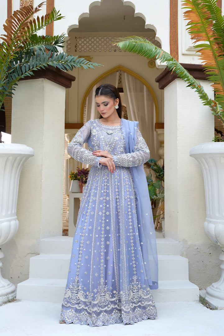 Mina Muse Luna Lehnga choli / Sharara Ice Blue 3 Piece