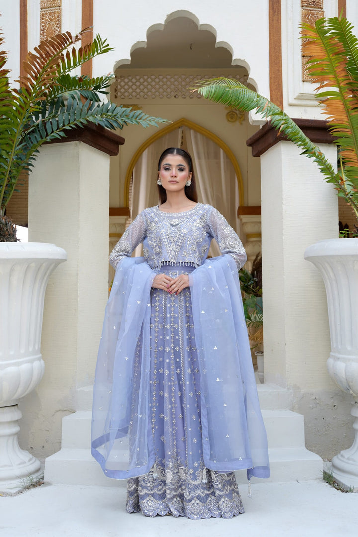 Mina Muse Luna Lehnga choli / Sharara Ice Blue 3 Piece