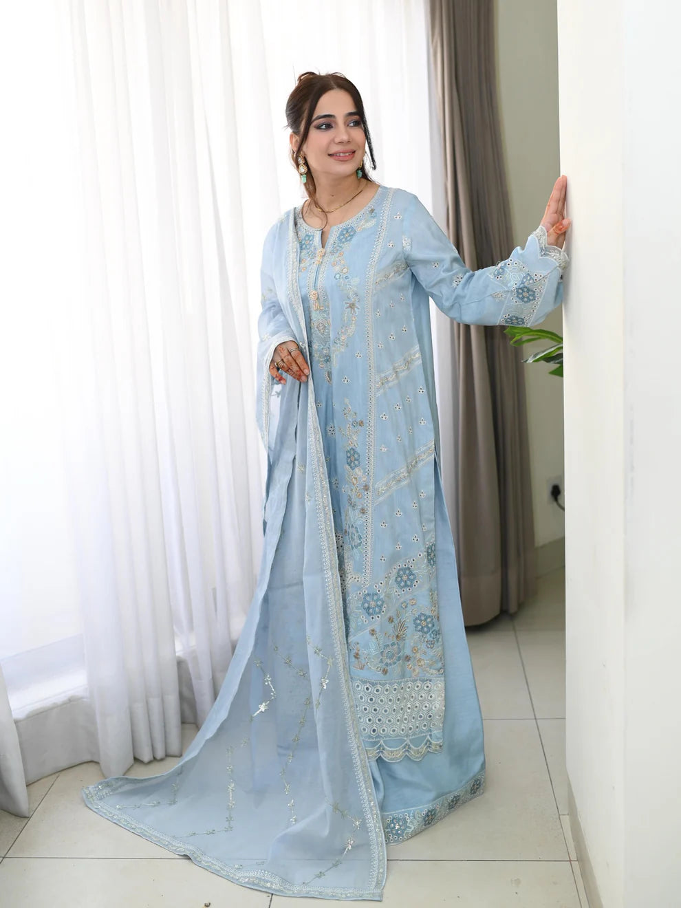 Mina Muse Meher Suit Blue 3 Piece